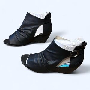 Black Leather Wedge Heels by Blowfish!